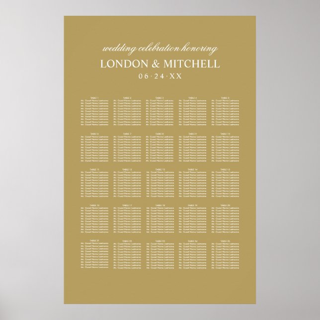 Classic Gold Monogram Wedding Seating Poster (Front)