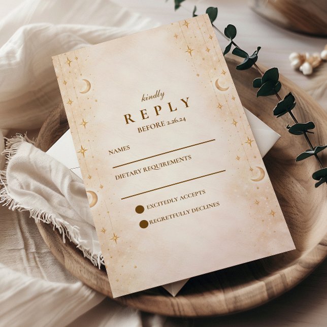 Classic Gold Moonlight Wedding RSVP Card (Creator Uploaded)