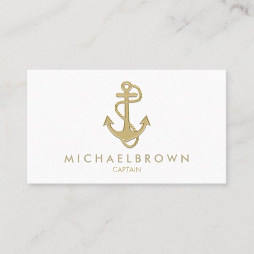 Classic Gold Nautical Anchor Business Card