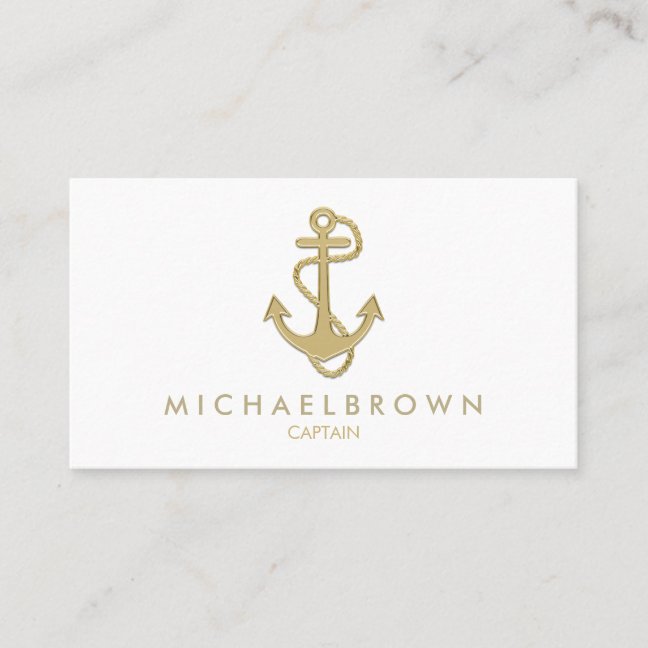 Classic Gold Nautical Anchor Business Card