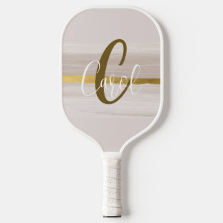 Classic Gold Neutral Monogram Pickleball Paddle