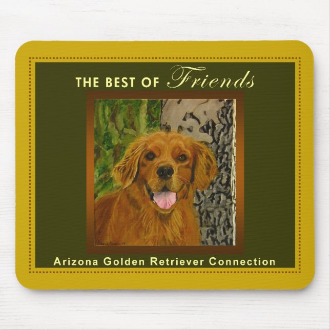 Classic Gold & Olive Golden Retriever Mousepad (Front)