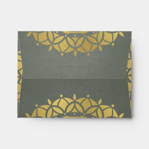 CLASSIC GOLD ORNATE STEEL GREY RSVP RETURN ADDRESS ENVELOPE