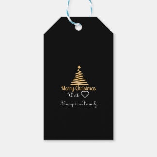 classic gold personalized family name christmas  gift tags