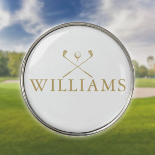 Classic Gold Personalized Name Golf Clubs Golf Ball Marker