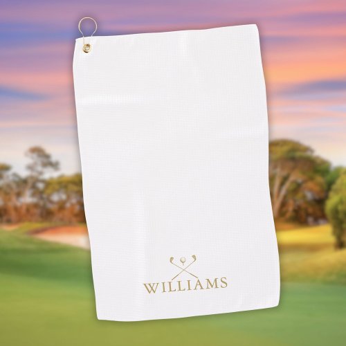 Classic Gold Personalized Name Golf Clubs Golf Towel