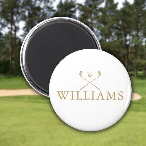 Classic Gold Personalized Name Golf Clubs Magnet