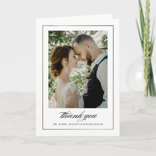 Classic Gold Photo Wedding Thank You Card
