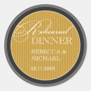 Classic Gold Pinstripe Rehearsal Dinner Sticker