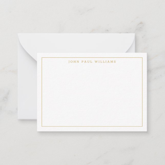 Classic Gold Professional Simple Thin Border Note Card (Front)