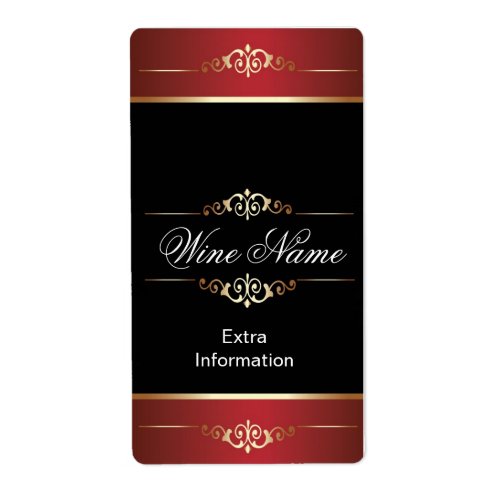 Classic Gold Red Black Wine Label