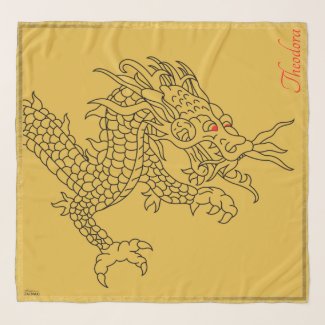 Classic Gold Red Eyes Dragon Scarf