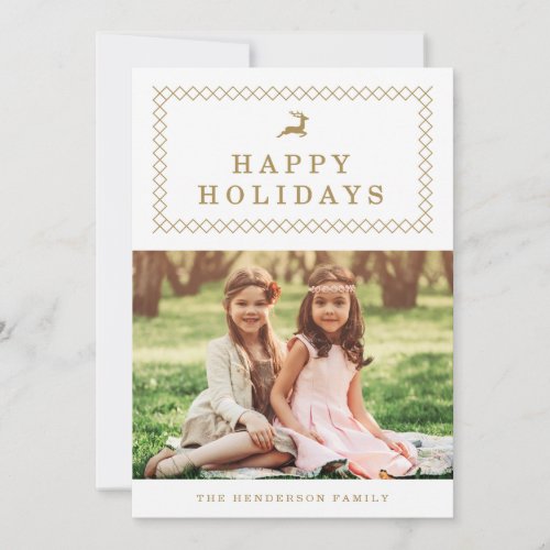 Classic Gold Reindeer Holiday Photo Card