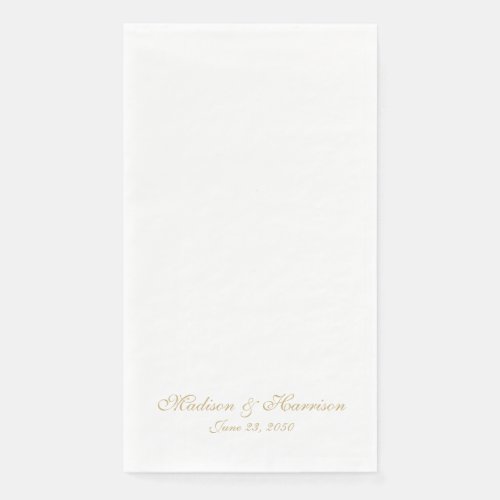 Classic gold script custom names date chic wedding paper guest towels