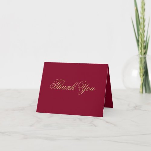 Classic Gold Script On Burgundy  UR Message  Thank You Card