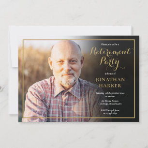 Classic Gold Script Retirement Party Photo Invitation