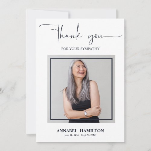 Classic Gold Script Sympathy Thank You Photo Invit Invitation