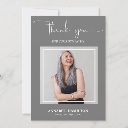 Classic Gold Script Sympathy Thank You Photo Invit Invitation