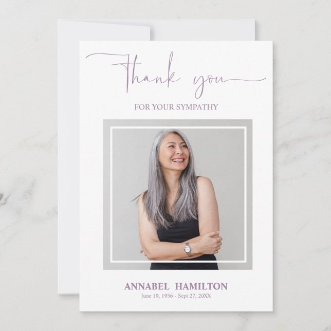 Classic Gold Script Sympathy Thank You Photo Invitation (Front)