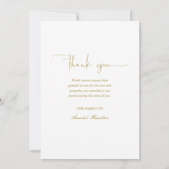 Classic Gold Script Sympathy Thank You Photo Invitation | Zazzle