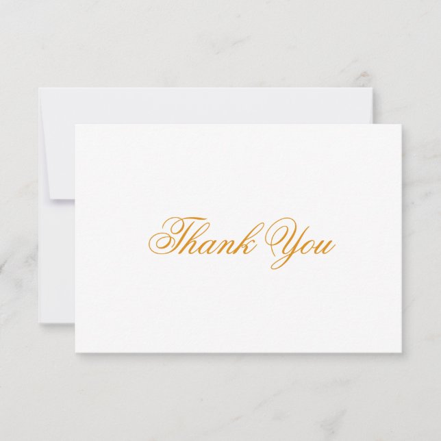 Classic Gold Script Thank You Note Card (Front)