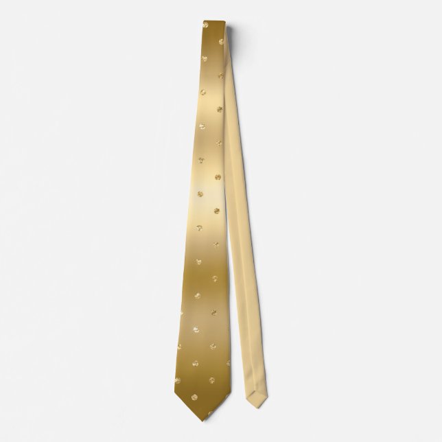 Classic Gold Shine Glitter Polka Party Neck Tie (Front)