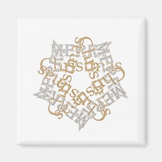 Classic Gold Silver Christmas Star Calligraphy Art