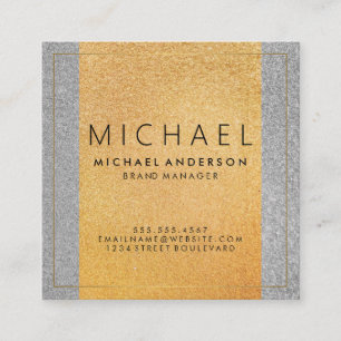 Classic Gold Silver / Glamour Glitter Square Business Card