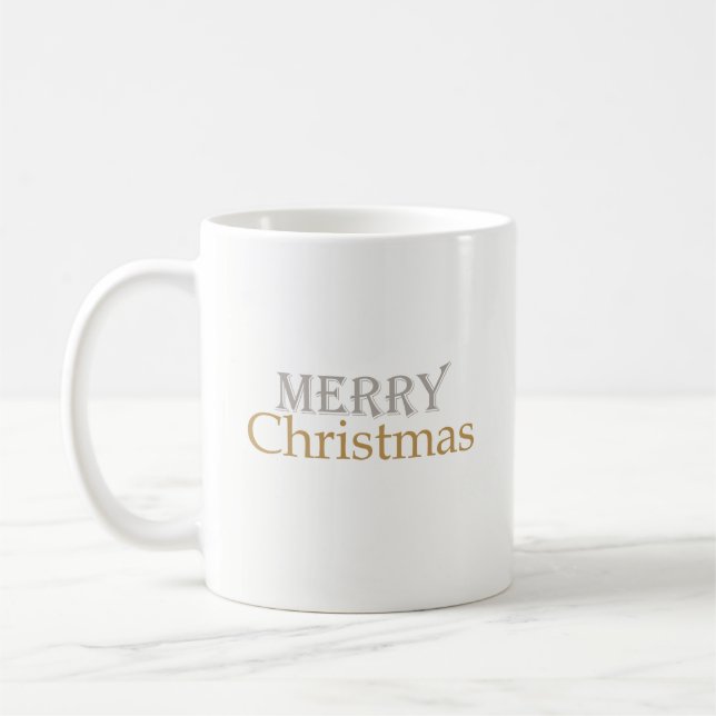 Classic Gold Silver Merry Christmas Coffee Mug (Left)