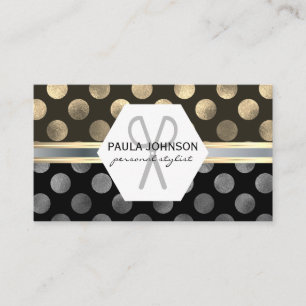 Classic Gold Silver Polka Dots Business Card
