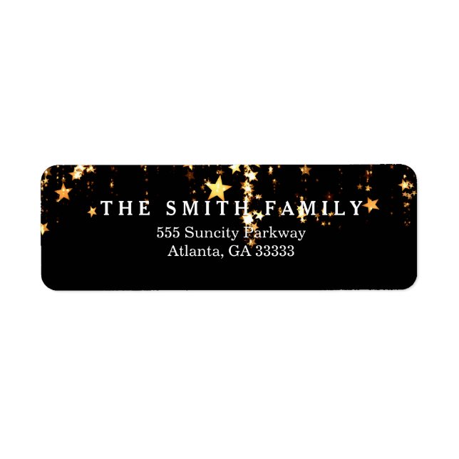 Classic Gold Stars Modern Christmas Label (Front)