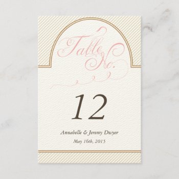Classic Gold Stripes Table Number by envelopmentswedding at Zazzle