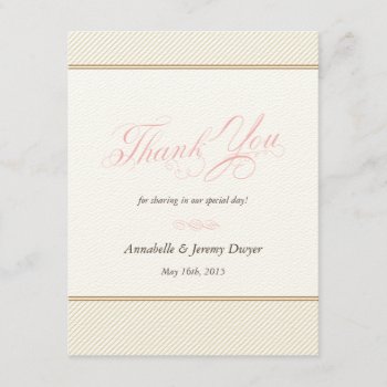 Classic Gold Stripes Thank You Card by envelopmentswedding at Zazzle