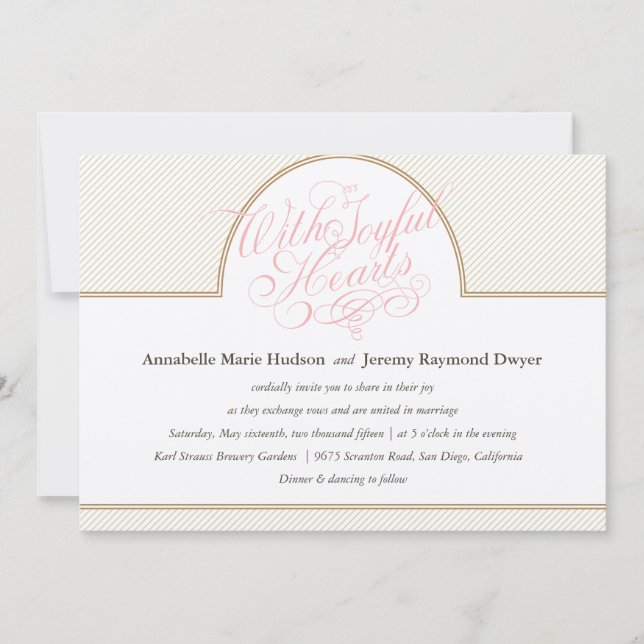 Classic Gold Stripes Wedding Invitation (Front)