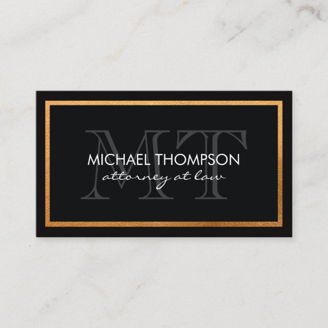 Classic Gold Trim with Monogram Business Card (Front)