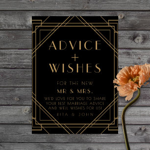 Classic Gold VintagE Advice & Wishes Wedding Sign