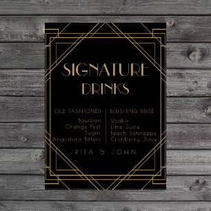 Classic Gold Vintage Bar Signature Drinks Wedding  Poster
