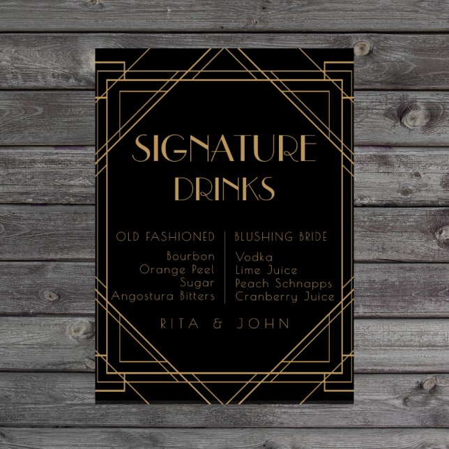 Classic Gold Vintage Bar Signature Drinks Wedding  Poster (Creator Uploaded)