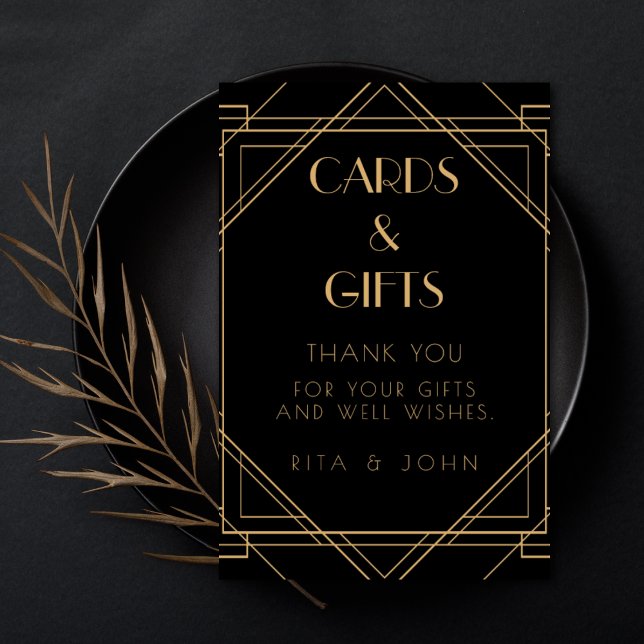 Classic Gold Vintage Cards and Gifts Wedding Sign (Creator Uploaded)