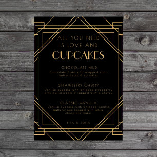 Classic Gold Vintage Cupcake Menu Wedding Sign
