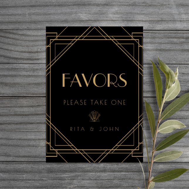 Classic Gold Vintage Favor Wedding Table Sign (Creator Uploaded)