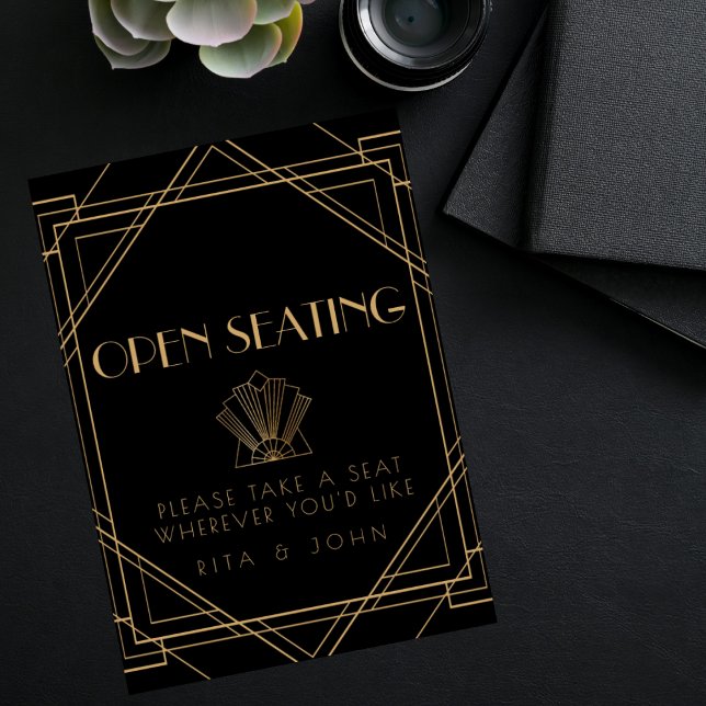 Classic Gold Vintage Open Seating Wedding Sign (Creator Uploaded)