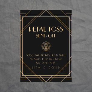 Classic Gold Vintage Petal Toss Send Off Sign