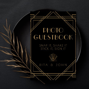 Classic Gold Vintage Wedding Photo Guestbook Sign