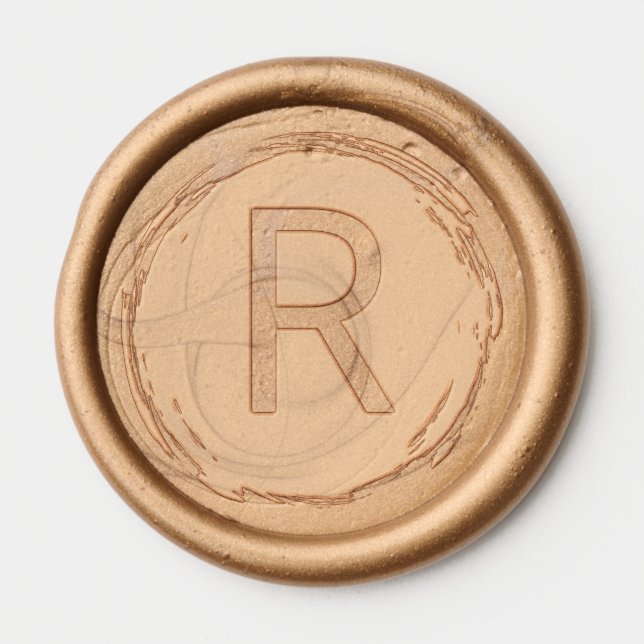 Classic Gold Wax Seal Initial R Wax Seal Sticker (Front)