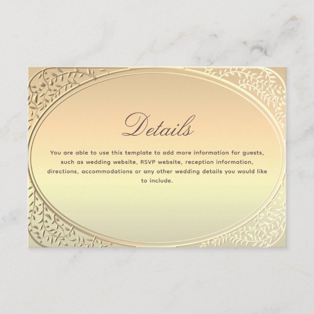 Classic Gold Wedding Details Enclosure Card (Front)
