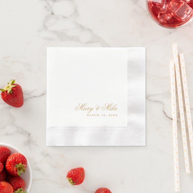 Classic Gold Wedding Favor Decor Napkins (Insitu)