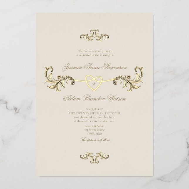 Classic Gold Wedding Foil Invitation (Front)