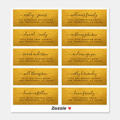 Classic Gold Wedding Guest Address Labels