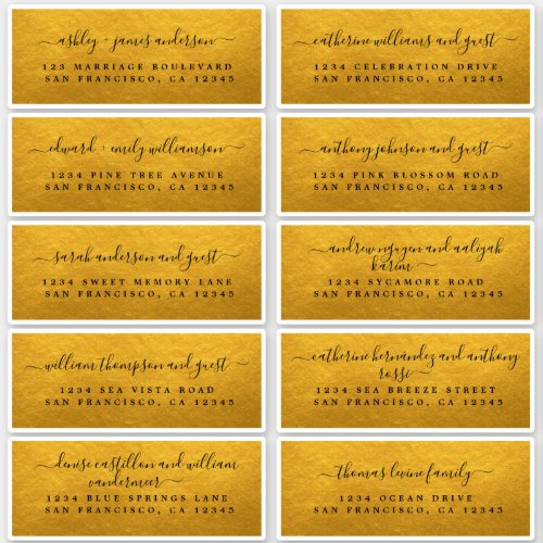 Classic Gold Wedding Guest Address Labels